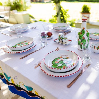 Bottiglia ceramica siciliana decorata a mano Fichi d'India Folk BT717AFC Bottiglia ceramica siciliana decorata a mano Fichi d'India Folk BT717AFC